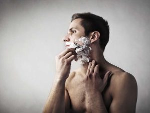 shaving while outdoors
