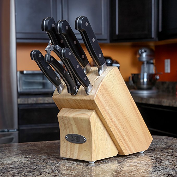 TSU 6-Piece Kitchen Knife Set with Premium Wooden Block