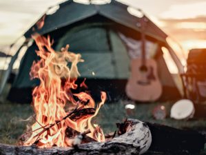 Campfire, tent, guitar, etc. at campsite | Unique Camping Tricks | Camp Like A Redneck | Featured