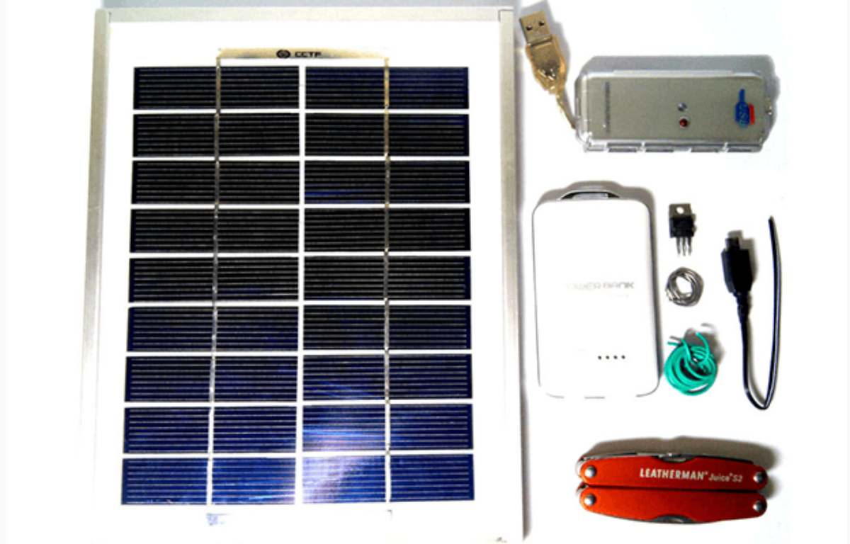 gathering materials | DIY Solar-Powered Cellphone Charger | diy solar-powered | solar panel
