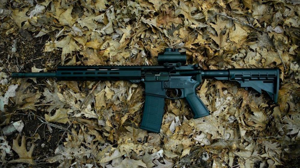 AR-15 Sporting Rifle in the Leaves | What Does AR Stand For? What Does It Mean? | Featured