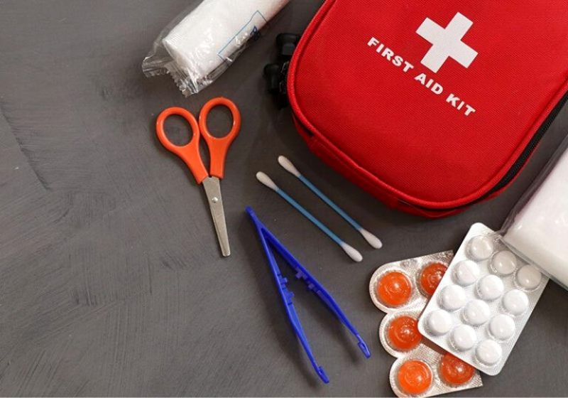 first aid kit red white cross | backpacking gear