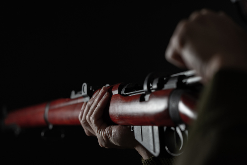 Old british bolt action rifle and black background | the action