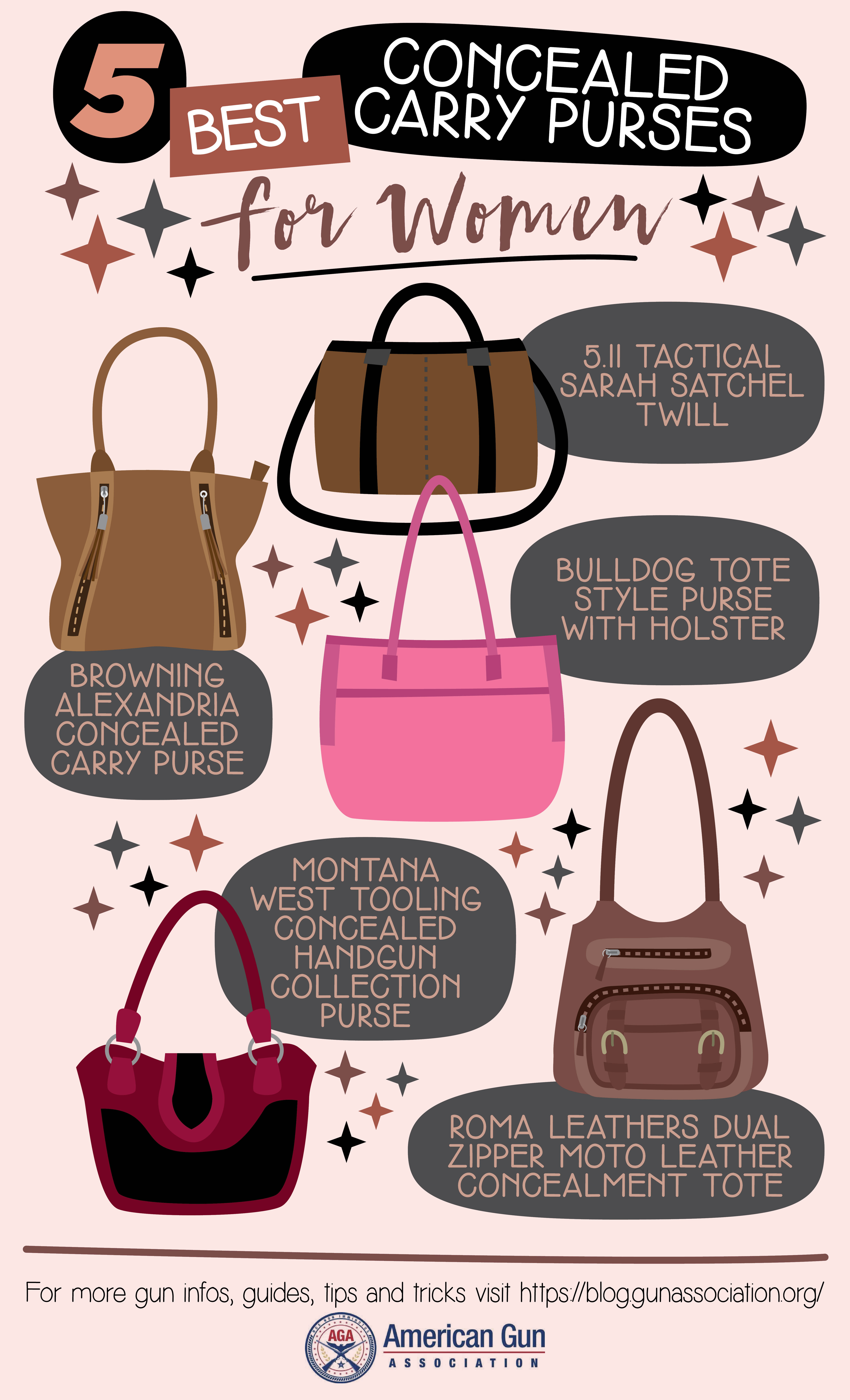 5 Best Concealed Carry Purses For Women | infographics