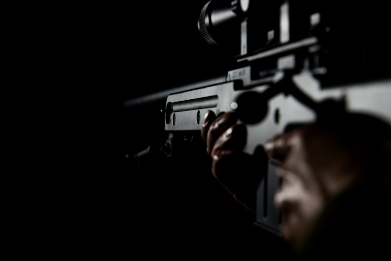 Bolt action sniper rifle and black background | sig sauer assault rifles