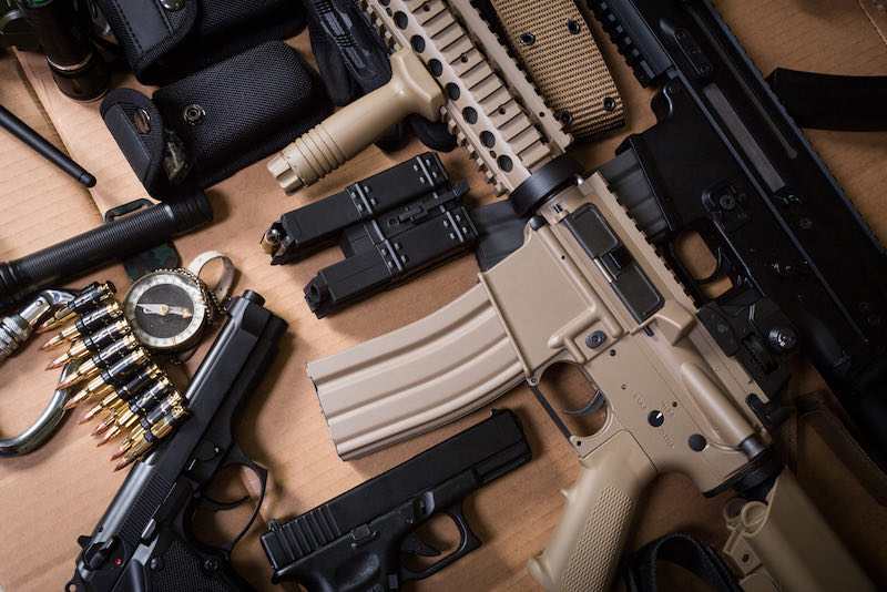 Assault rifle, gun, knife with sheath, compass | best military sniper rifles