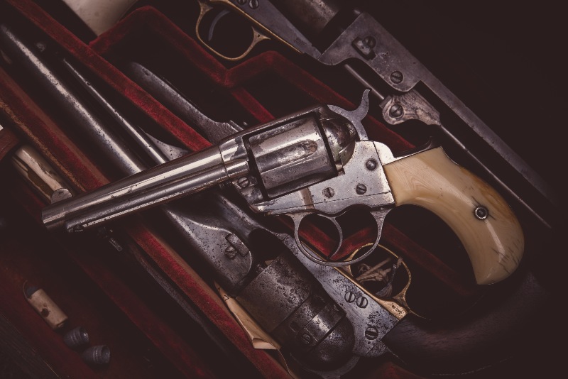 Antique Revolvers in Red Velvet Lined Box | Best Revolvers