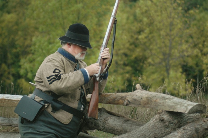 Civil War Reenactment Man Using Brown Rifle | 1861 Springfield