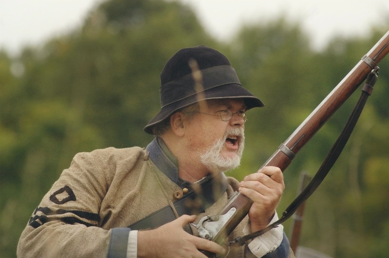 Civil War Reenactment Person Carrying Brown Rifle | 1861 Springfield