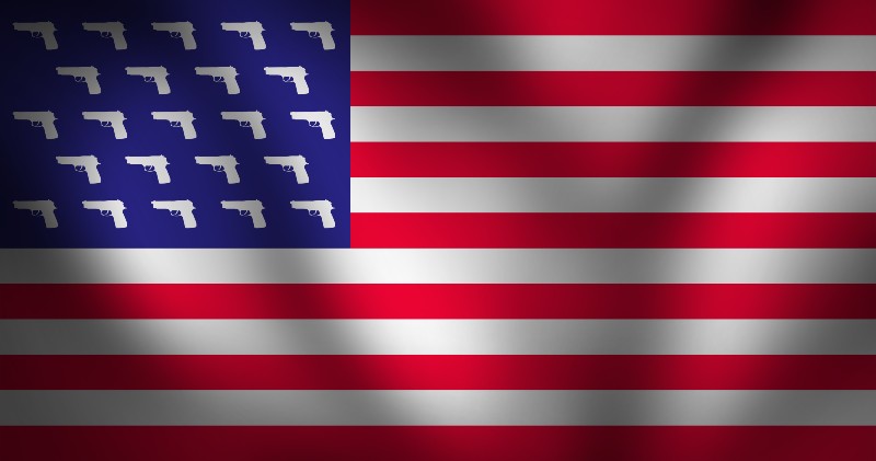 Gun Laws in United States with Gun Icons in a Flag of America | red flag laws