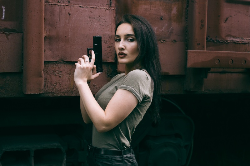 Powerful Woman Holding Gun Action Movie Style | Glocks for Women